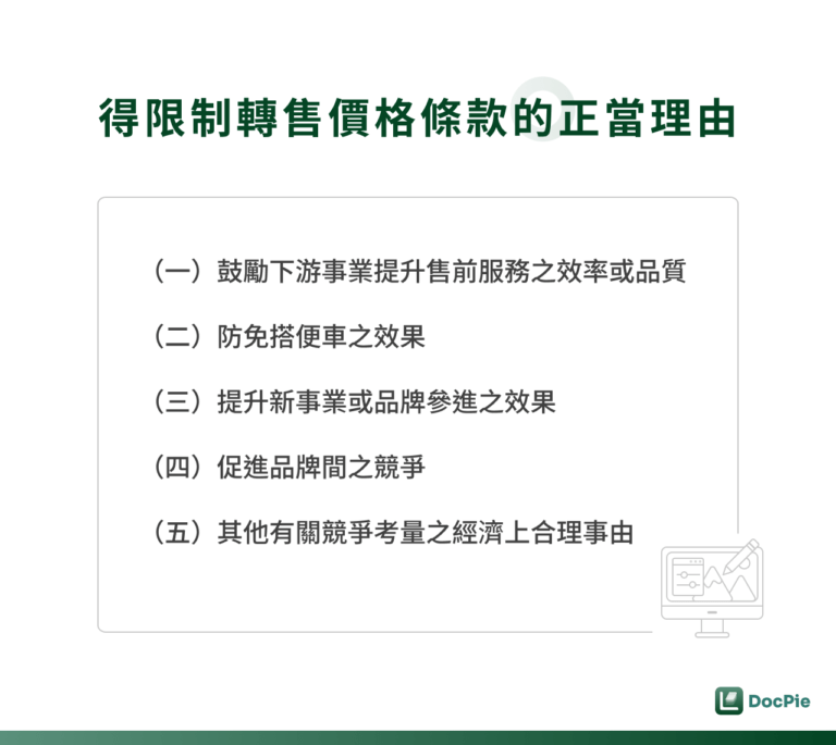 得限制轉售價格條款的正當理由