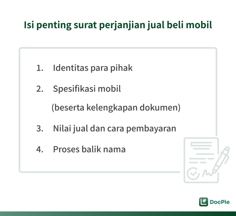 Isi penting surat perjanjian jual beli mobil